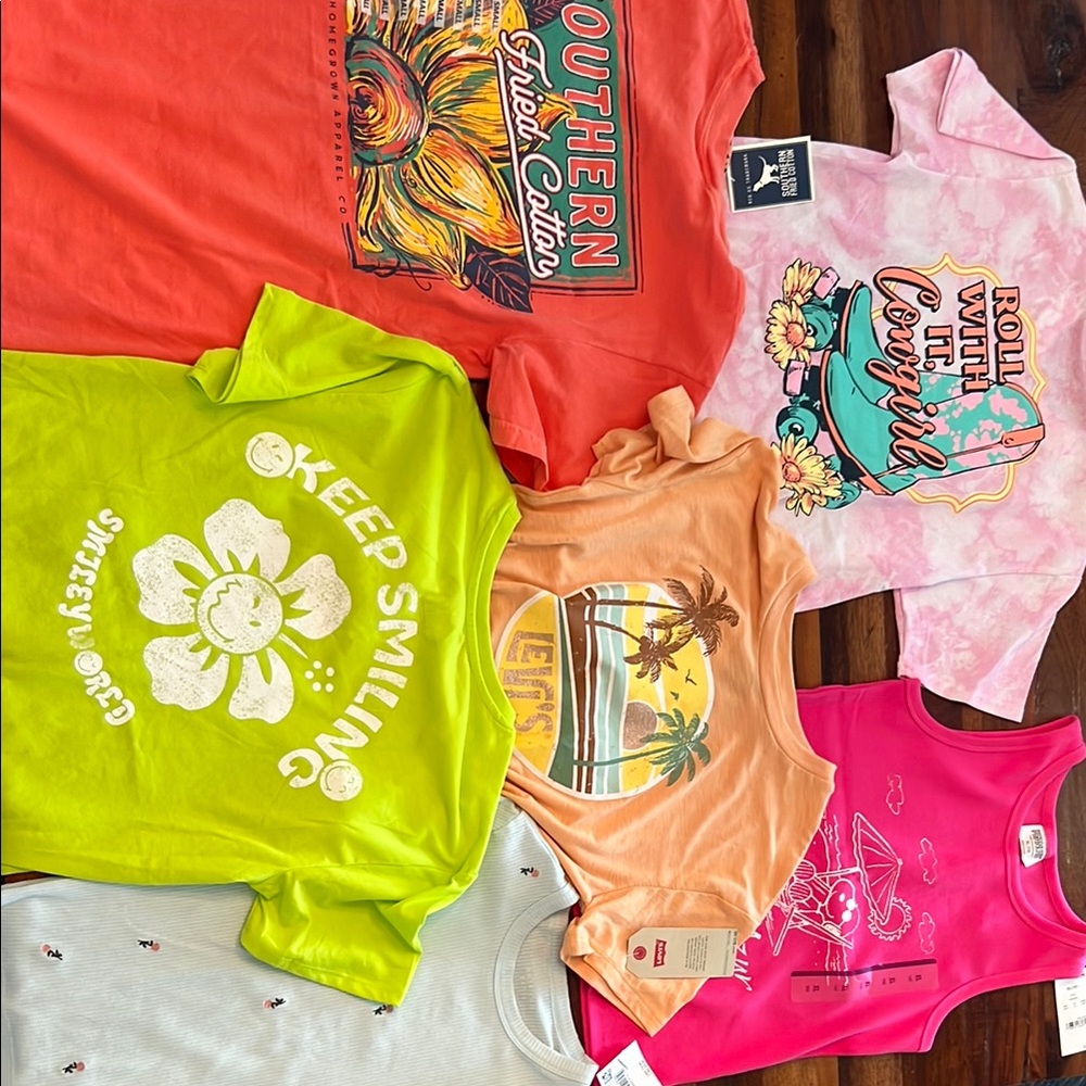 Six Girls Kids T-Shirts sold as a bundle!! Size smalls